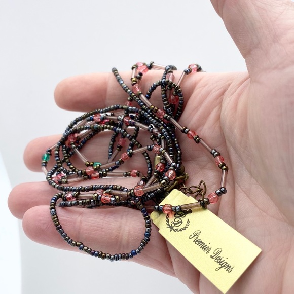 Premier Designs Allegro Seed Bead Multi Strand Boho Chic Necklace - Picture 4 of 10